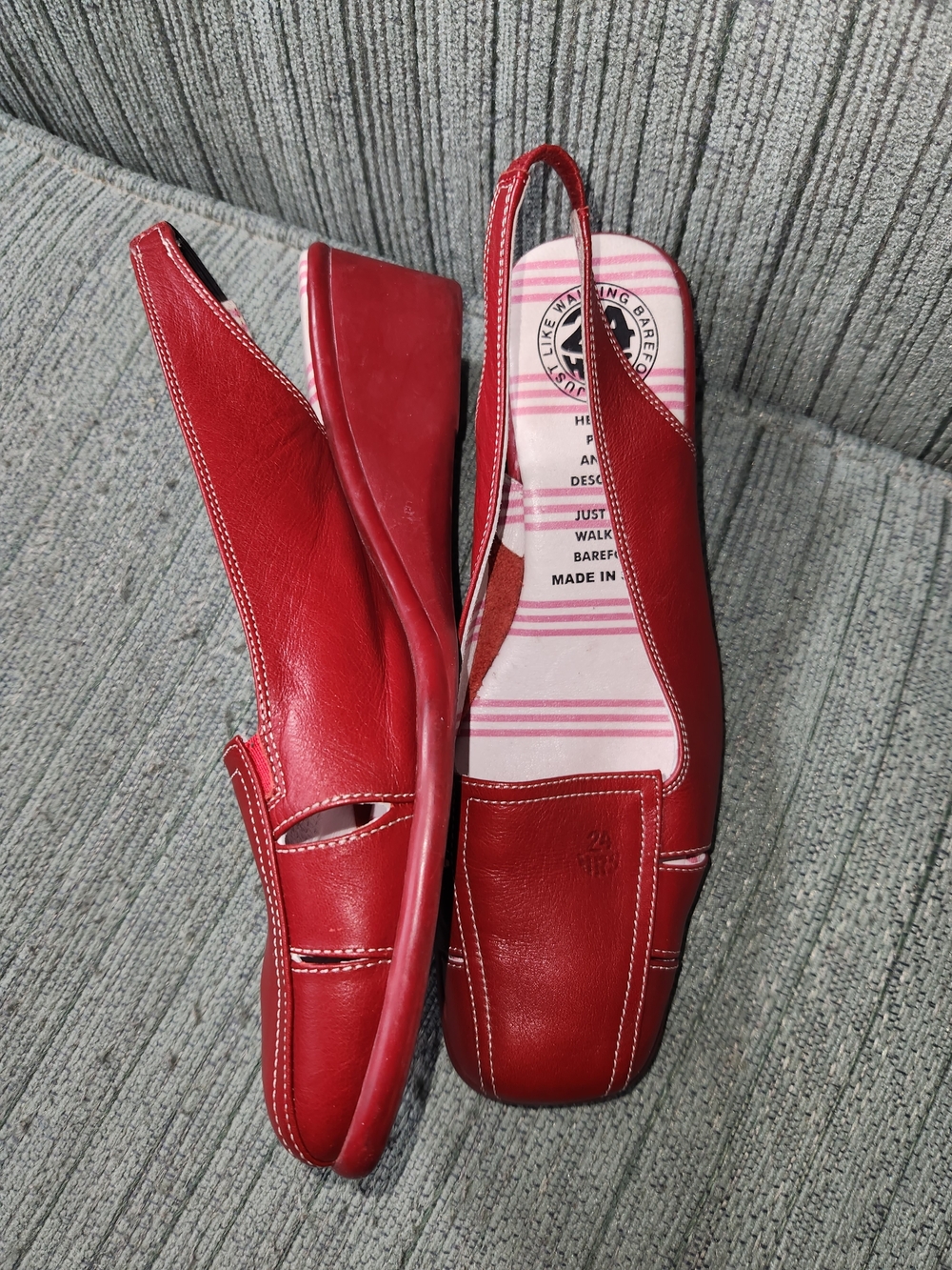 🍉Women's Red Leather Slingback Wedge